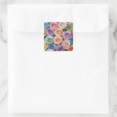 Sticker Carré Roses de couleurs pastel (Sac)