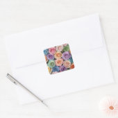 Sticker Carré Roses de couleurs pastel (Enveloppe)