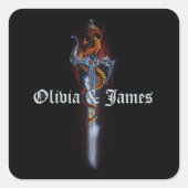 Sticker Carré Roses d'épée de dragon rouge (Devant)