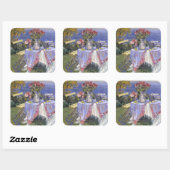 Sticker Carré Roses en bord de mer (Feuille)