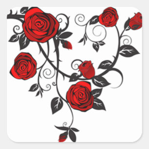 Sticker Carré Roses et vignes
