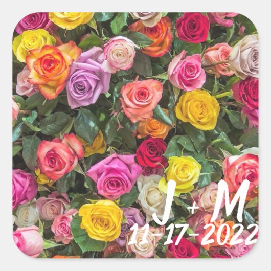Sticker Carré Roses mariages (Devant)