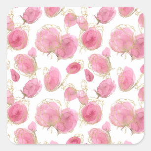 Sticker Carré Roses roses