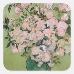 Sticker Carré Roses roses (F682) Van Gogh Fine Art
