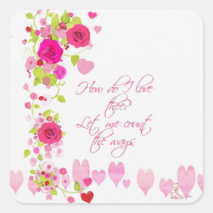 Sticker Carré Roses roses roses coeurs romantiques amoureux à l'