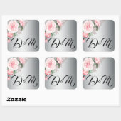 Sticker Carré Roses roses roses et Mariage d'argent (Feuille)