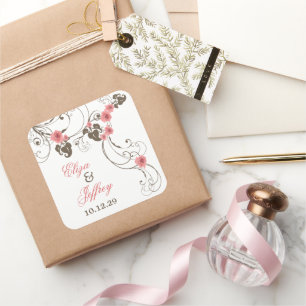 Sticker Carré Roses Roses Roses Roses Fleur Floral Élégant Maria