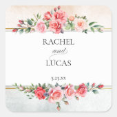 Sticker Carré Roses roses roses roses romantiques (Devant)