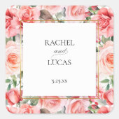 Sticker Carré Roses roses roses roses romantiques (Devant)