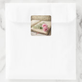 Sticker Carré Roses Roses Roses Sur Ancien Scrapbook (Sac)
