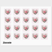 Sticker Carré Roses roses Saint Valentin Coeur (Feuille)