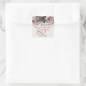 Sticker Carré Roses roses vintages 80e anniversaire (Sac)