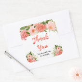 Sticker Carré Roses rouges corail avec feuillage (Enveloppe)
