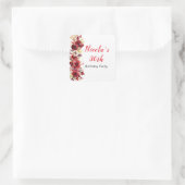 Sticker Carré Roses Rouges Romantiques Fête d'Anniversaire (Sac)