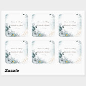 Sticker Carré Roses vert menthe aquarelle (Feuille)