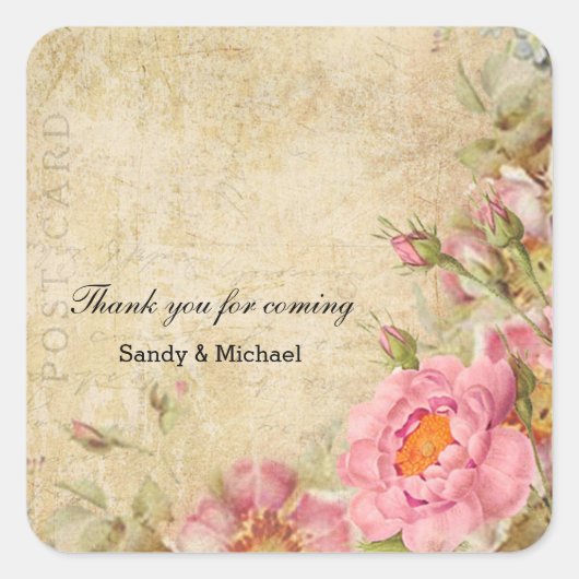 Sticker Carré Roses vintages (Devant)