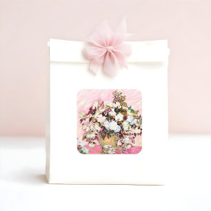 Sticker Carré Roses vintages dans un vase, Van Gogh