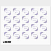 Sticker Carré Roses violets | Elégante aquarelle florale Boho (Feuille)