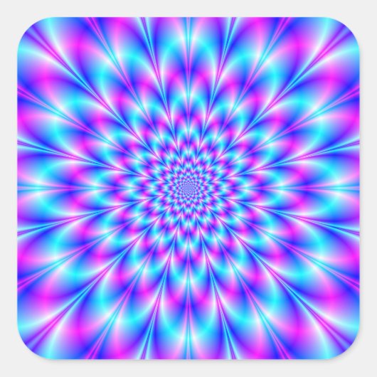 Sticker Carré Rosette de néon en bleu et rose (Devant)