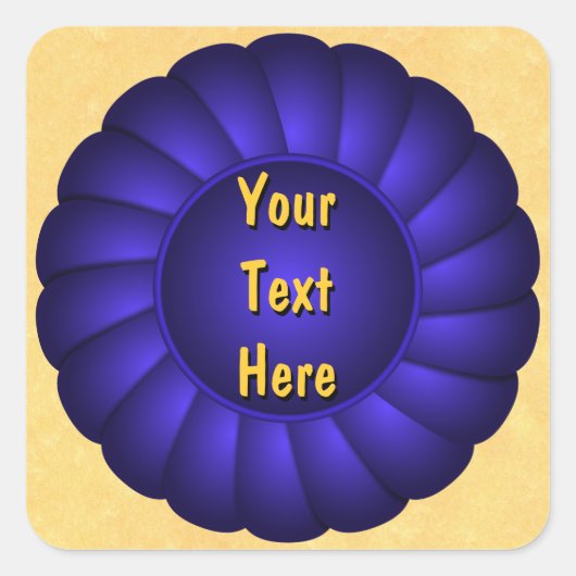 Sticker Carré Rosette de ruban bleu pour personnaliser (Devant)
