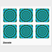 Sticker Carré Rosette en bleu et vert turquoise (Feuille)