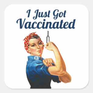 Sticker Carré Rosie la riveuse vaccinée contre la Covid-19