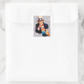 Sticker Carré Rosie le design Riveter & Uncle Sam (Sac)