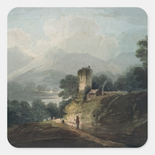 Sticker Carré Ross Castle, Killarney, comté de Kerry (Devant)