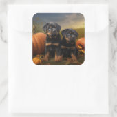 Sticker Carré Rottweiler Chiot Automne Citrouille de plaisir (Sac)