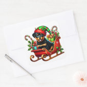 Sticker Carré Rottweiler dans le cadeau de Noël Sleigh (Enveloppe)