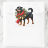 Sticker Carré Rottweiler habillé pour Noël (Sac)