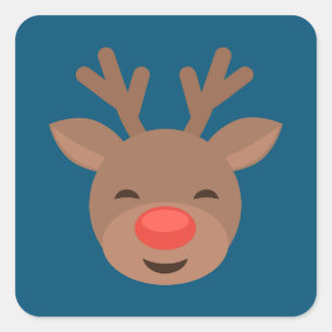 Sticker Carré Roudolf Reindeer de Noël en bleu