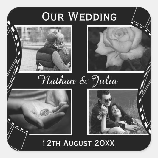 Sticker Carré Roue de film noir et blanc (Devant)