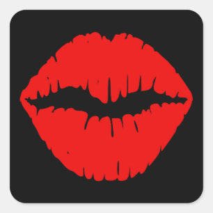 Sticker Carré Rouge à lèvres noir et rouge