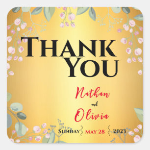 Sticker Carré Rouge avec Mariage or