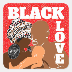 Sticker Carré rouge Black Love Brown Love Black Family