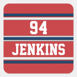 Sticker Carré Rouge Blanc Bleu Jersey Grilles Golf Personnalisab