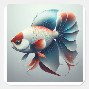 Sticker Carré Rouge Blanc & Bleu Poissons Exotiques Patriotiques