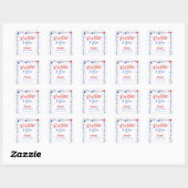 Sticker Carré Rouge blanc et Baby shower dû (Feuille)
