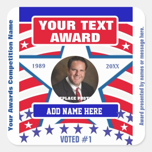 Sticker Carré Rouge, blanc et bleu (Devant)