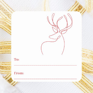 Sticker Carré Rouge blanc rennes abstraits Noël moderne