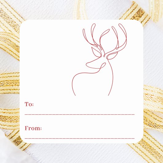 Sticker Carré Rouge blanc rennes abstraits Noël moderne