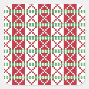 Sticker Carré Rouge, blanc, vert letton Letton Ethnic Folk art