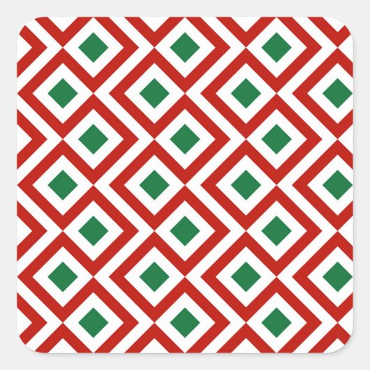 Sticker Carré Rouge, blanc, vert méandre (Devant)