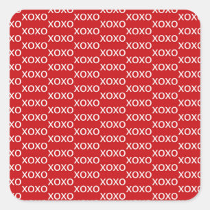 Sticker Carré Rouge & Blanc xoxo Soirée de la Saint-Valentin