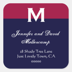 Sticker Carré Rouge, Bleu Blanc Simple et élégant