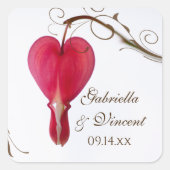 Sticker Carré Rouge Coeurs saignants Fleurs Enveloppe Mariage Ph (Devant)