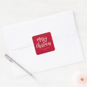 Sticker Carré Rouge et Blanc Script Brush Joyeux Noël (Enveloppe)