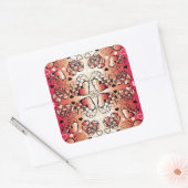 Sticker Carré Rouge et blanc Whimsical Romantic Hearts motif (Enveloppe)