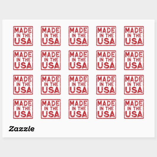 Sticker Carré rouge fabriqué aux Etats-Unis (Feuille)
